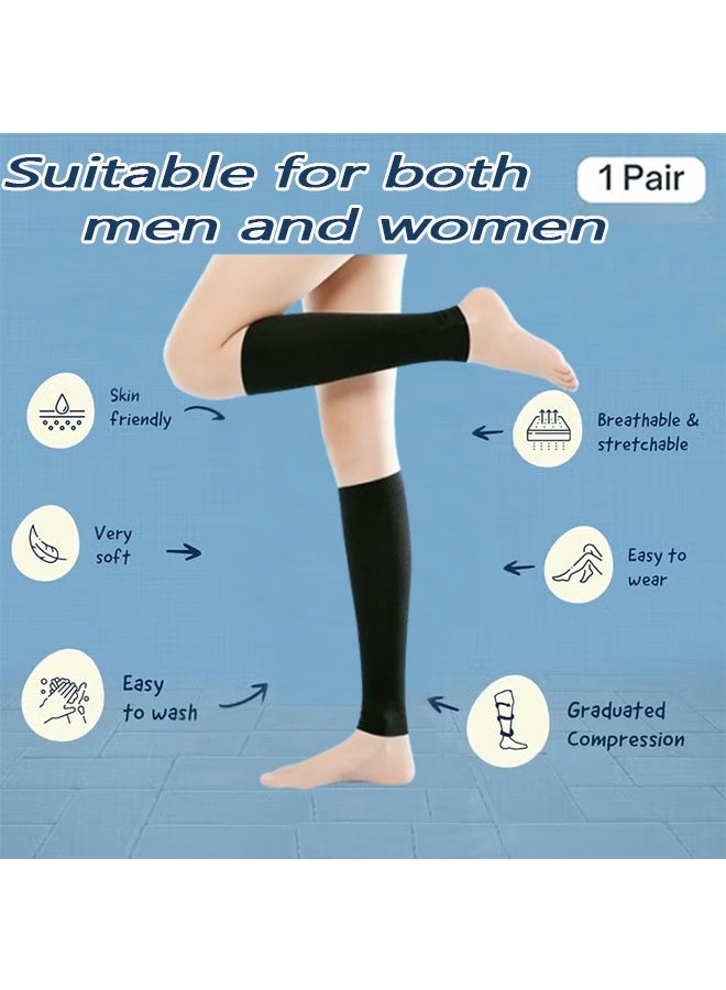 Calf Compression Sleeves for Men & Women - 15-20 mmHg Graduated Support for Running, Travel, and Daily Wear, Reduces Swelling and Fatigue (1 Pair, Black, M) - Image 3